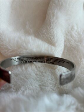 Engraved Silver Cuff Bracelet “I AM SO PROUD OF YOU" Gift NEW